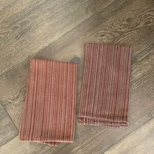 Striped Red and White hand woven dishtowels